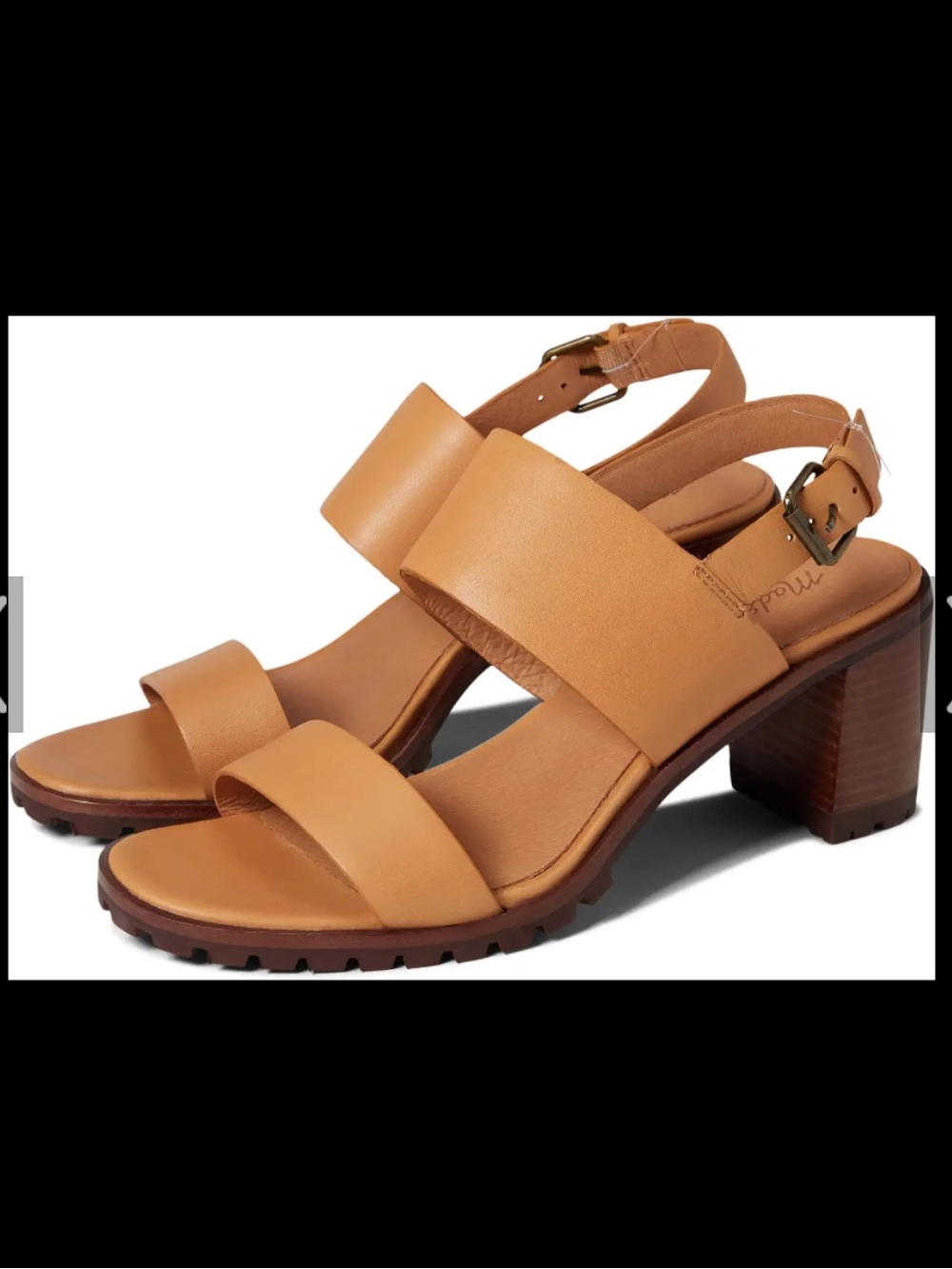 Madewell Tan Leather Block Heel Sandals